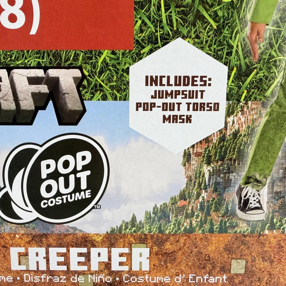 Minecraft Creeper Movie Costume Boys Size M 8 Jumpsuit Mask Disguise Walmart